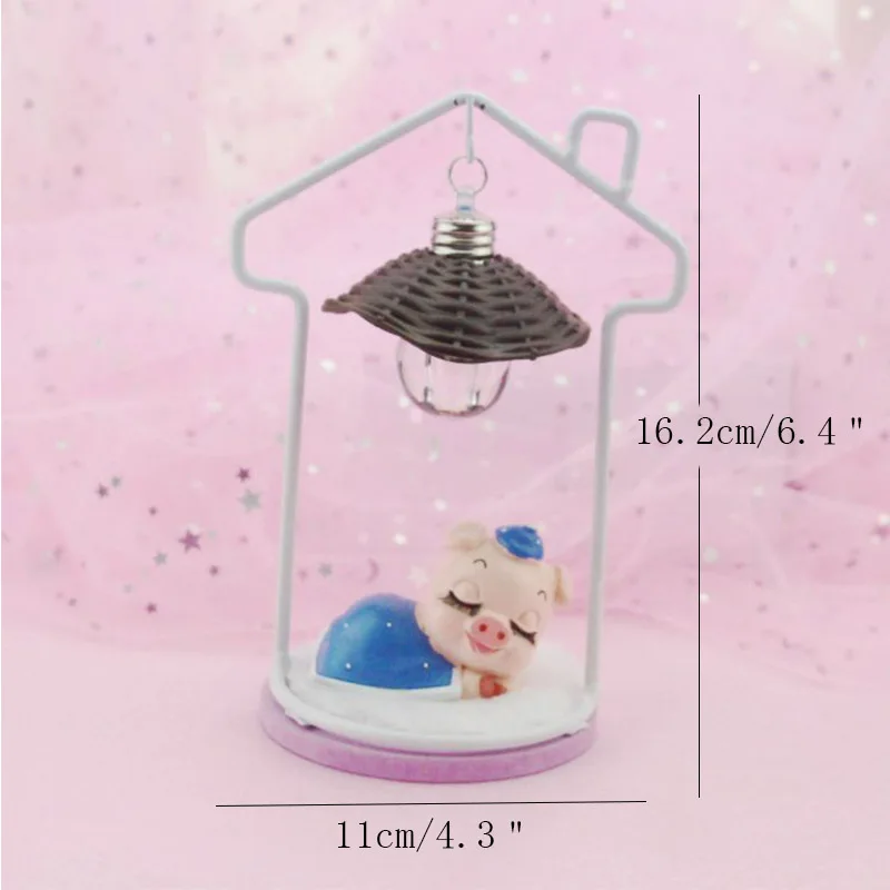 Cute Beautiful Sleeping Pig Figurines Ornaments Creative Resin Model Lamp Night Light Crafts Home Decoration Birthday Gifts | Дом и сад