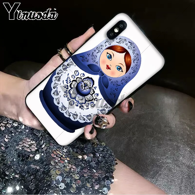 11pro MAX Русская Матрешка черный мягкий чехол для iPhone 6S 6plus 7plus 8 8Plus X Xs 5 5S
