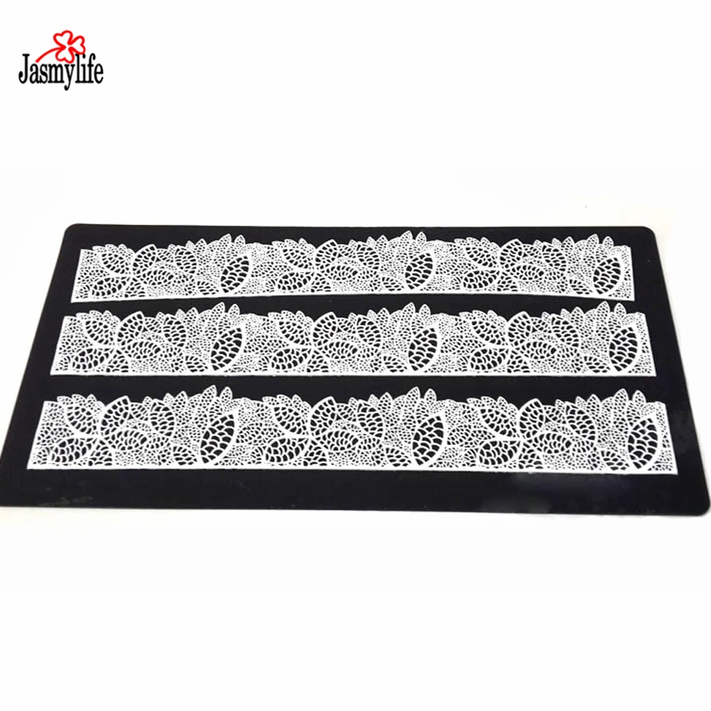 

Leaf Silicone Baking Mat Cake Lace Mold Flower Pattern Fondant Molds Cake Decorative Lace Mat Cake Decorating Tools Color Black