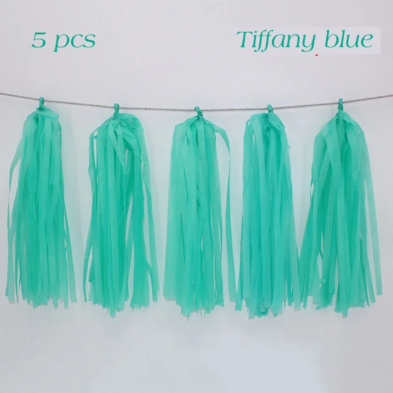 Tiffany Blue 5 шт., свадебные украшения, ткань для изготовления гирлянд, бумажные кисточки, девичник, вечеринка, день рождения, детский душ, украшения, Свадебный декор - Цвет: Tiffany Blue
