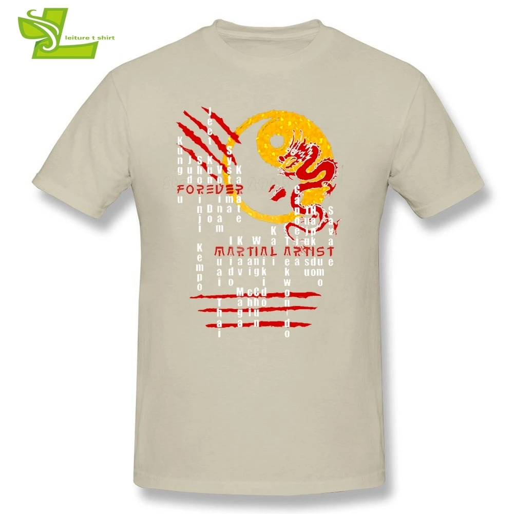 Forever Martial Artist Kung Fu Брюс Ли футболка мужская летняя с круглым вырезом дешевые