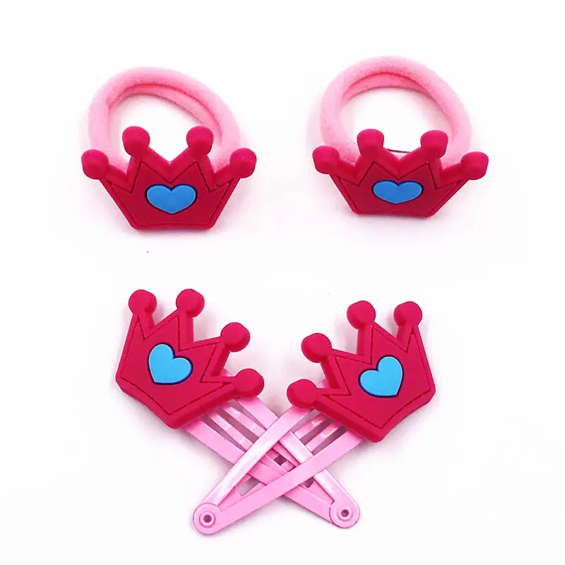 4 шт. цветные резинки для волос в виде короны и сердца новый дизайн из ПВХ заколки