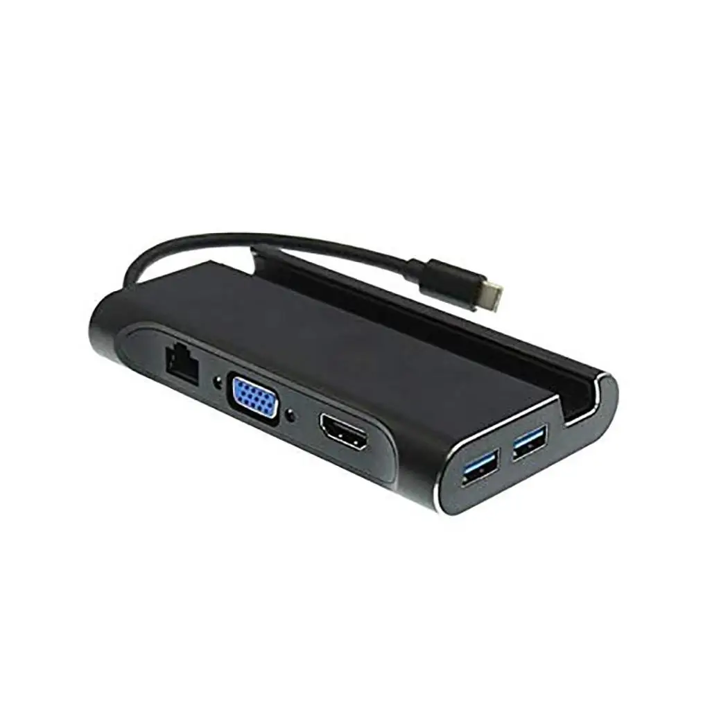Type-C to HDMI/VGA RJ45 HUB Adapter 3 USB3.0 Port Hub Type C Multi-function Docking Station for Macbook with Phone Holder Stand |