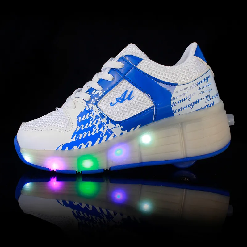 New Black Cheap Child Fashion Girls Boys LED Light Roller Skate Shoes For Children Kids Sneakers With Wheels One wheels | Детская одежда
