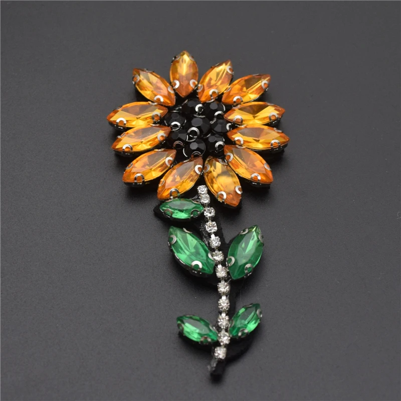 12 шт. жёлтые акриловые камни в виде подсолнечника и горного хрусталя бисер