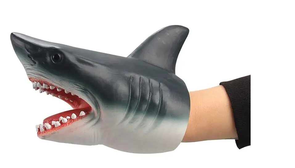 shark Детские игры Акула динозавр ручная кукла мягкая резиновая голова животного руки куклы Реалистичная Акула Модель фигурка игрушки для детей Подарки - Цвет: shark