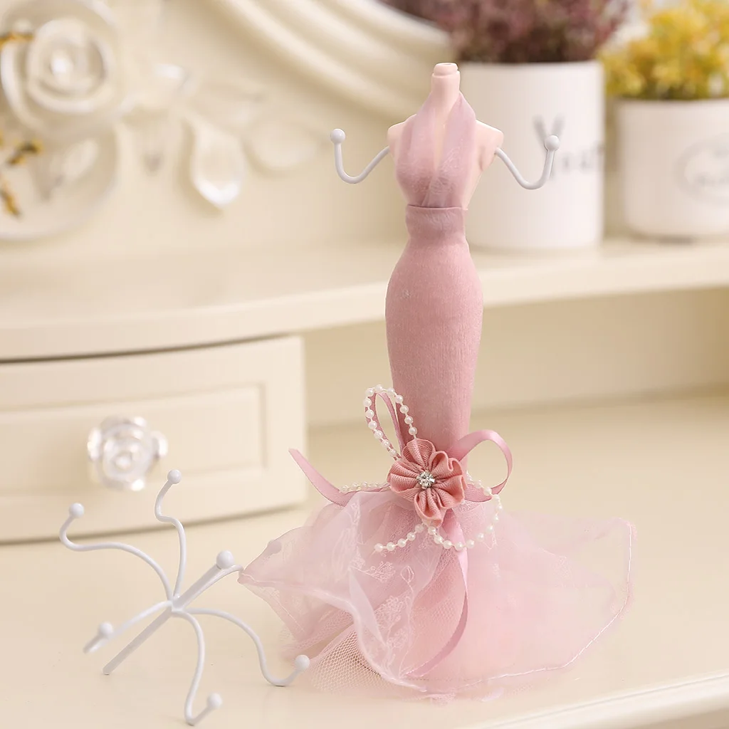 Cute Lady Evening Dress Gown Earring Necklace Jewelry Hanging Holder Stand Anklet Ring Rack Jewelry Organizer Packaging