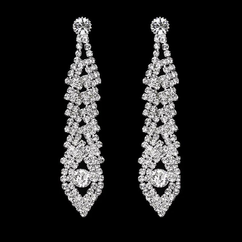 style 9--6.8cm TREAZY, Длинные свадебные Висячие Серьги серебряного цвета с кристаллами для женщин, стразы, кисточки, висячие серьги, подарки для невесты, вечерние ювелирные изделия - Окраска металла: style 9--6.8cm