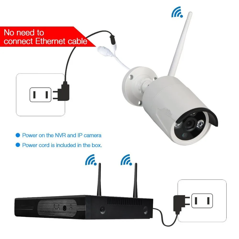 4CH 4MP WI FI Системы Беспроводной H.265 NVR 4 шт. 1440P IR уличная P2P IP камера видеонаблюдения
