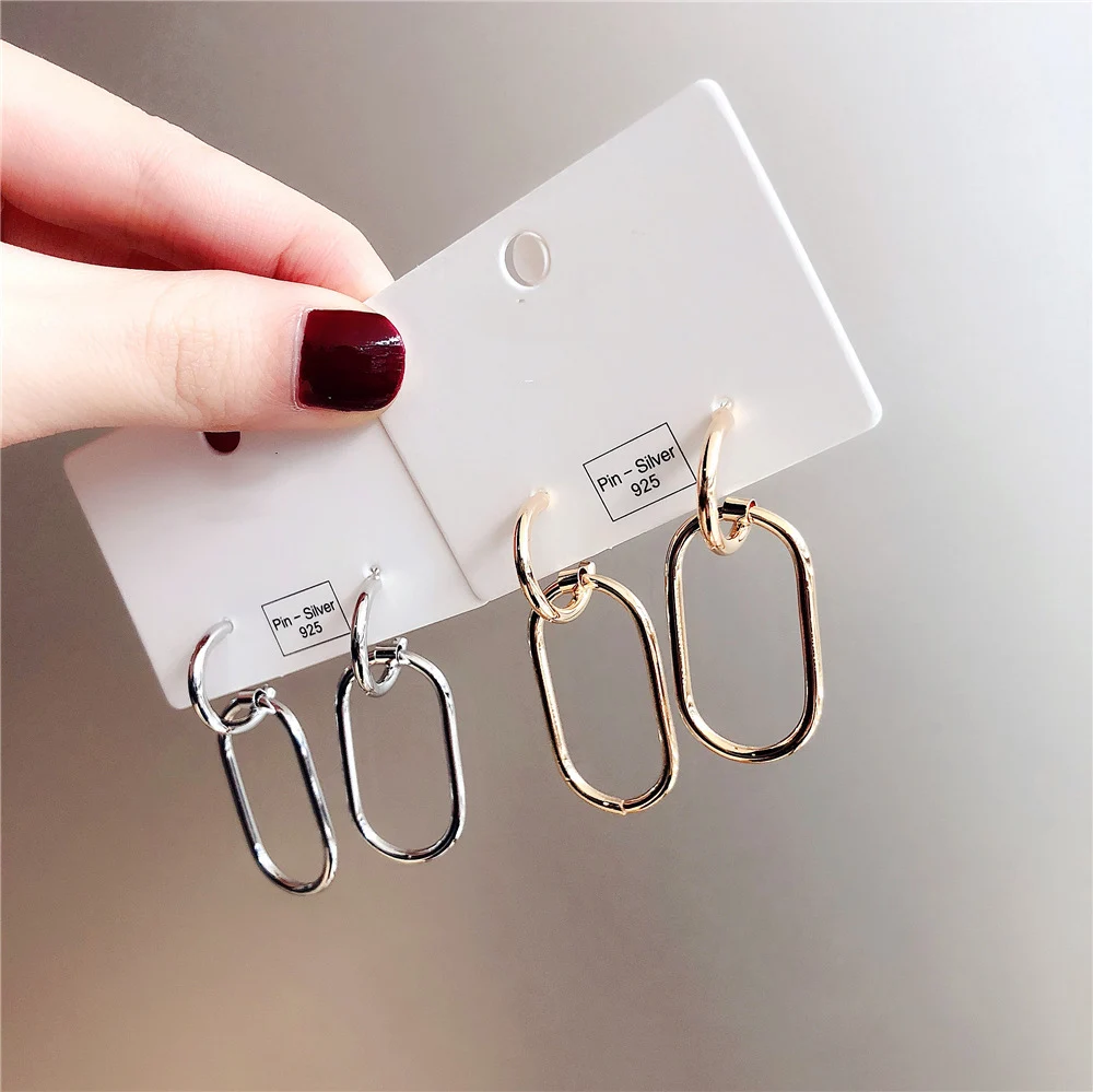 Геометрические серьги гвоздики для женщин простые золотого цвета современные