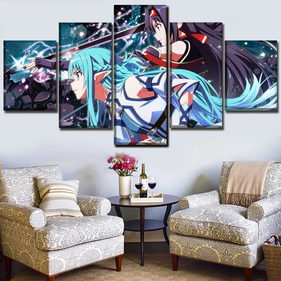 Модульная Картина на холсте 5 панелей с изображением меча картина для гостиной