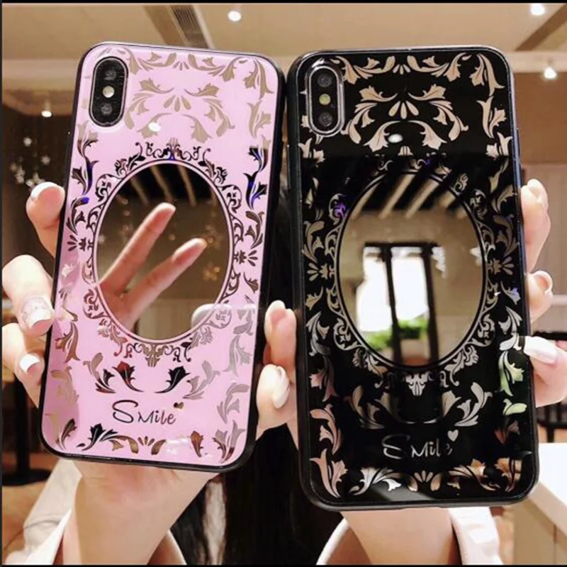 Luxury Plating Floral Mirror Case For iPhone X XR XS Max SE 5s Fashion Girls Silicon Cases 7 8 6 6s Plus cover coque |