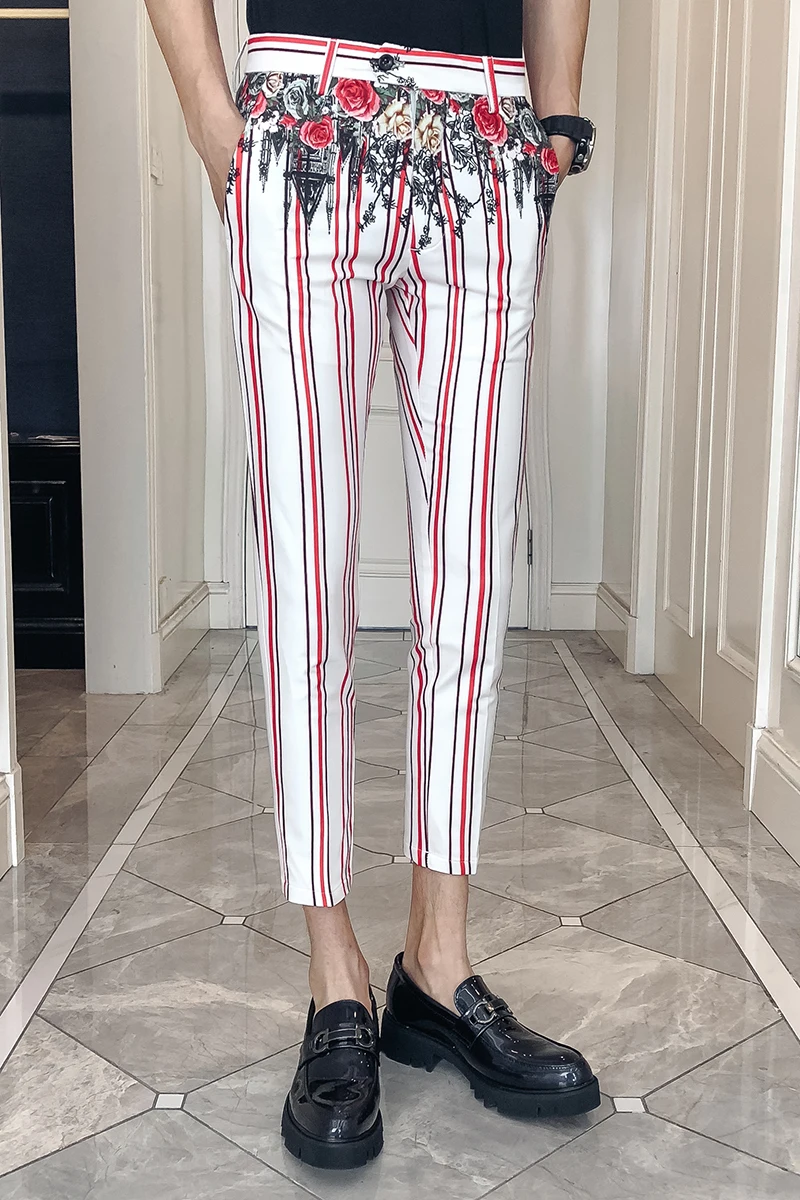 Брюки с цветочным принтом мужские модные Pantalon Homme Slim Fit вечернее платье 2019 брюки