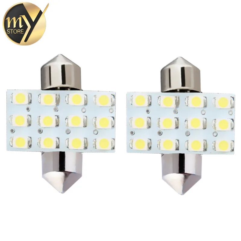 2 шт. 31 мм 12 SMD чистая белая купольная гирлянда Светодиодная внутренняя
