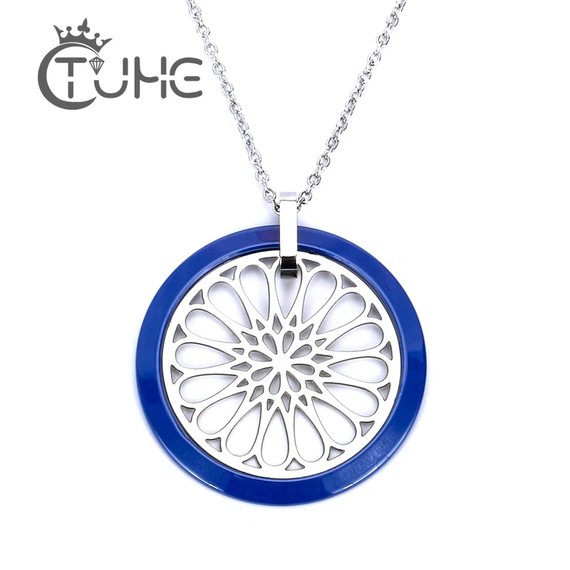 Женское колье с голубым цветком ожерелье из керамики подсолнухом|ceramic necklace|statement