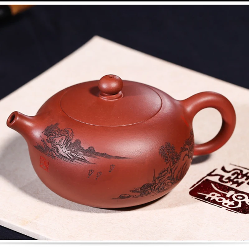 220 мл Yixing винтажный фиолетовый зернистый чайник ручной работы сырая руда Zisha Dahongpao