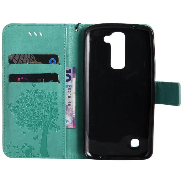 Для Coque LG K7 X210DS чехол кошка и дерева тиснением Флип Бумажник Стенд держатель PU