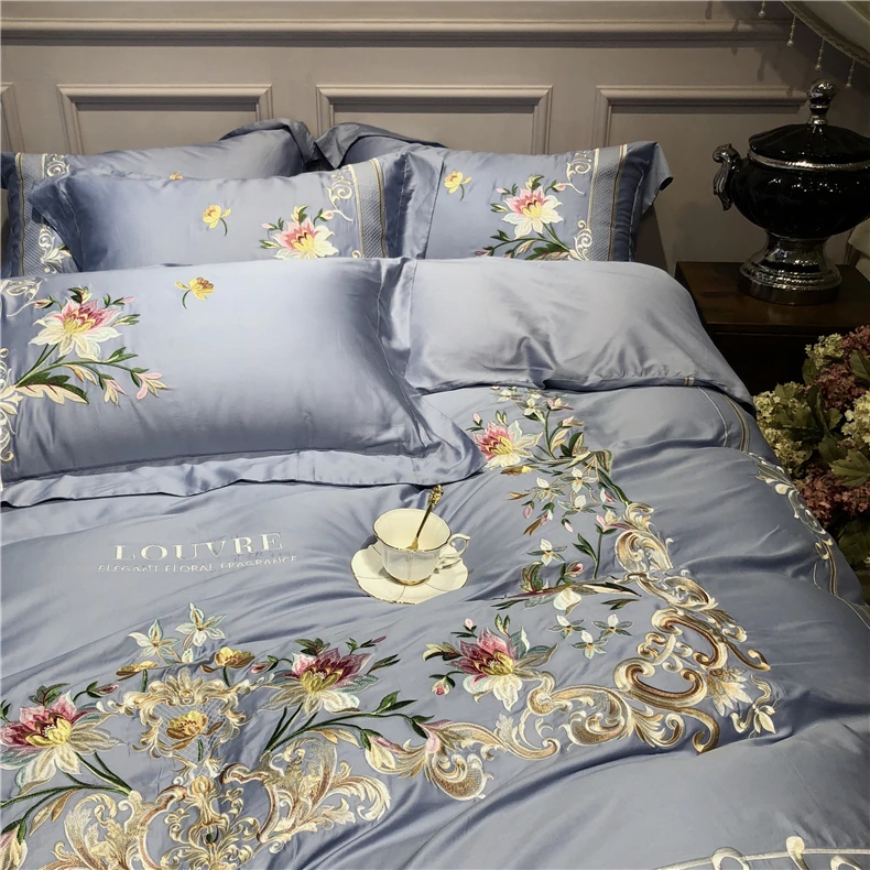 4 шт. набор постельного белья из египетского хлопка с вышивкой|Комплекты белья| |