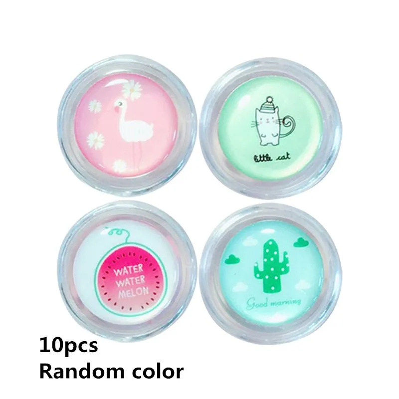 random color 10pcs 3x1,7 см путешествий многоразового использования, Пластик Крем Пустой Кувшин для хранения контейнерный горшок образцы таблетки чехол бутылка с мультяшным купольная крышка - Цвет: random color 10pcs