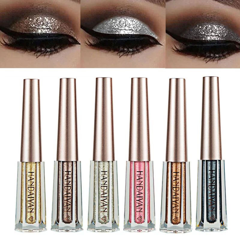 Бренд handaiyan Shimmer Eye Shadow Kit водонепроницаемый пигмент коричневый синий шоколад черный цвет Жидкий блеск Тени для век