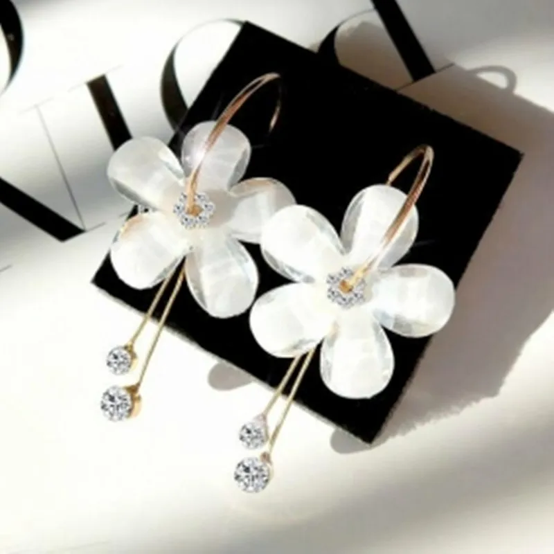 Горячая Распродажа 5 лепестков акриловые циркониевые серьги-кисточки серьги