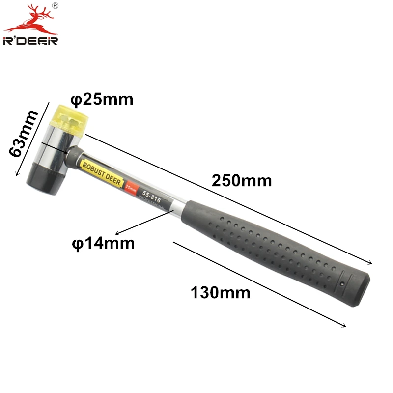 Установка молотка 25 мм Резиновый аукцион молоток с ручкой из углеродистой стали
