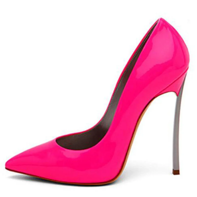Женское пикантное Брендовое платье цвета фуксии из лакированной кожи туфли