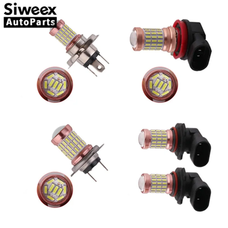 2 шт. Автомобильные светодиодные лампы 60 SMD 4014 H4 H7 H8 H11 9005 9006 12 В постоянного тока|led
