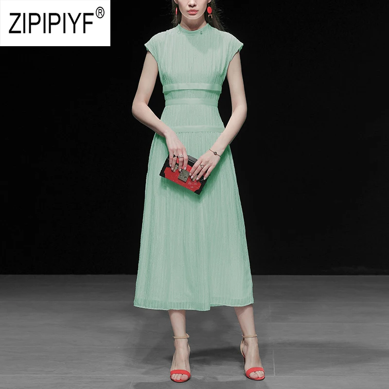 Благородные модные женские платья с воротником стойкой вечерние повседневные