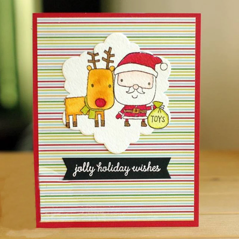 Рождественские прозрачные штампы с Санта Клаусом и лосями печать для