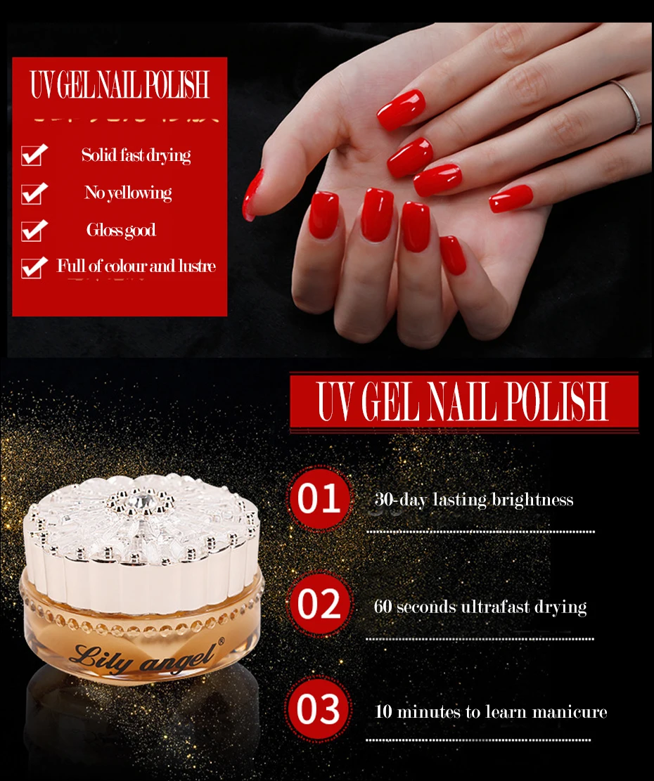 Lily Angel 6 мл Цветной Гель-лак для маникюра 96 цветов клей для ногтей УФ-и светодиодный гель для ногтей