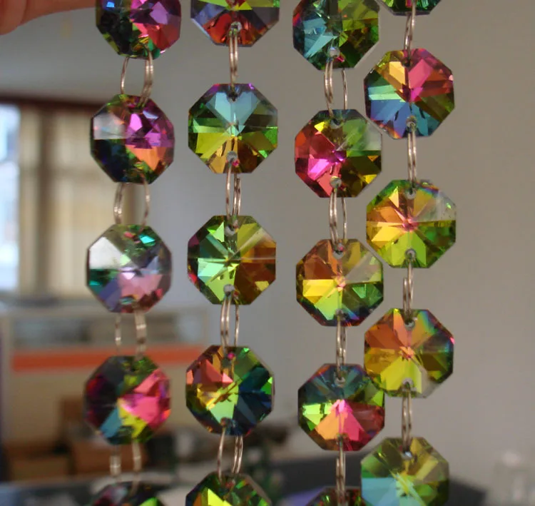 Новогодняя Радужная люстра 100 м/лот цепочки для ламп блестящая эстетичная стеклянная гирлянда цепочка из