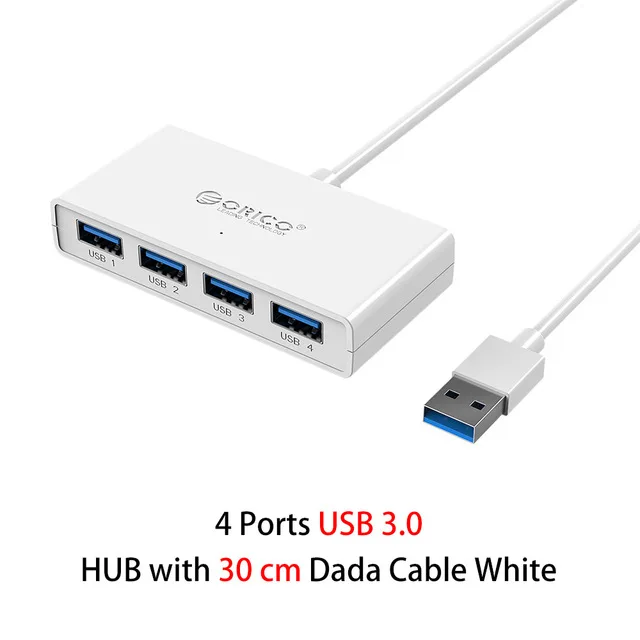 30 CM White ORICO высокоскоростной 4 порта USB3.0 концентратор USB порт USB микро порт концентратор зарядный концентратор USB разветвитель для Apple Macbook Air ноутбук ПК планшет - Цвет: 30 CM White