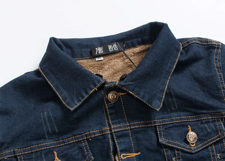 Джинсовая куртка с меховым воротником Мужская зимняя джинсовая мехом для мужчин