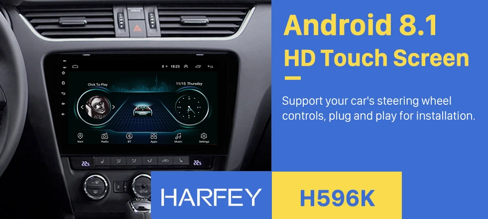 Harfey Android 8,1 Автомобильный мультимедийный Palyer 10," 2din для SKODA Octavia(UV) HD 1024*600 сенсорный экран Автомагнитола