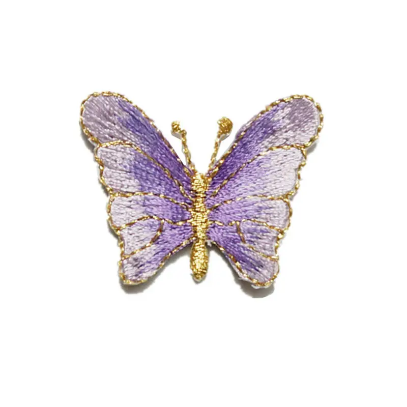 4 см вышитый утюжок на заплатках бабочка постепенное изменение фиолетовые