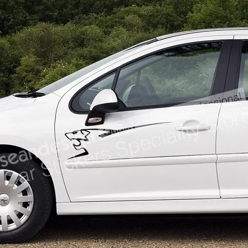Черный Для peugeot спортивные Лев 206 207 307 308 407 408 наклейка на автомобиль Стикеры ПВХ - Название цвета: Черный