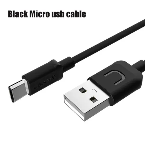 Черный Адаптер для мобильных телефонов USAMS кабель Micro USB для телефона Android быстрое зарядное устройство usb-кабель для samsung Xiaomi LG htc Microusb кабель для передачи данных - Цвет: Черный