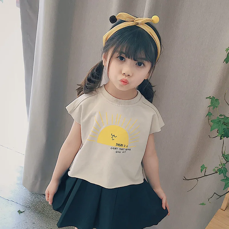 Новинка 2018 летняя модная футболка с коротким рукавом для маленьких девочек