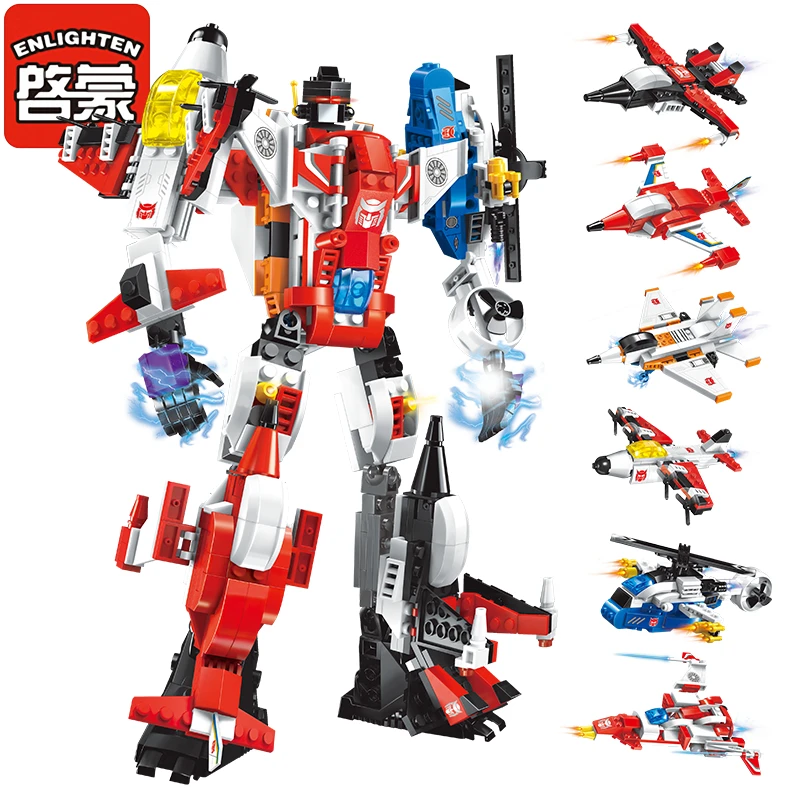 Развивающие строительные блоки игрушки детский робот грузовик герой