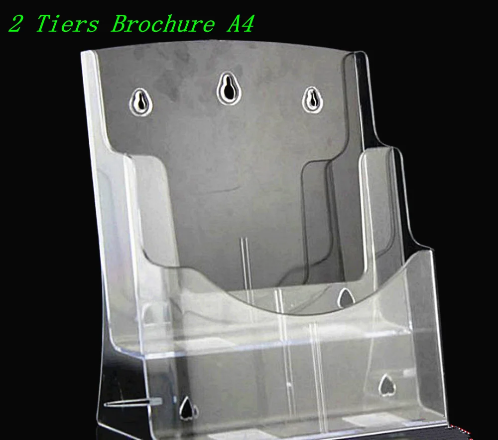 

Clear A4 2 Tiers Plastic Acrylic Brochure Literature Pamphlet Display Holder Racks Stand To Insert Leaflet 30pcs