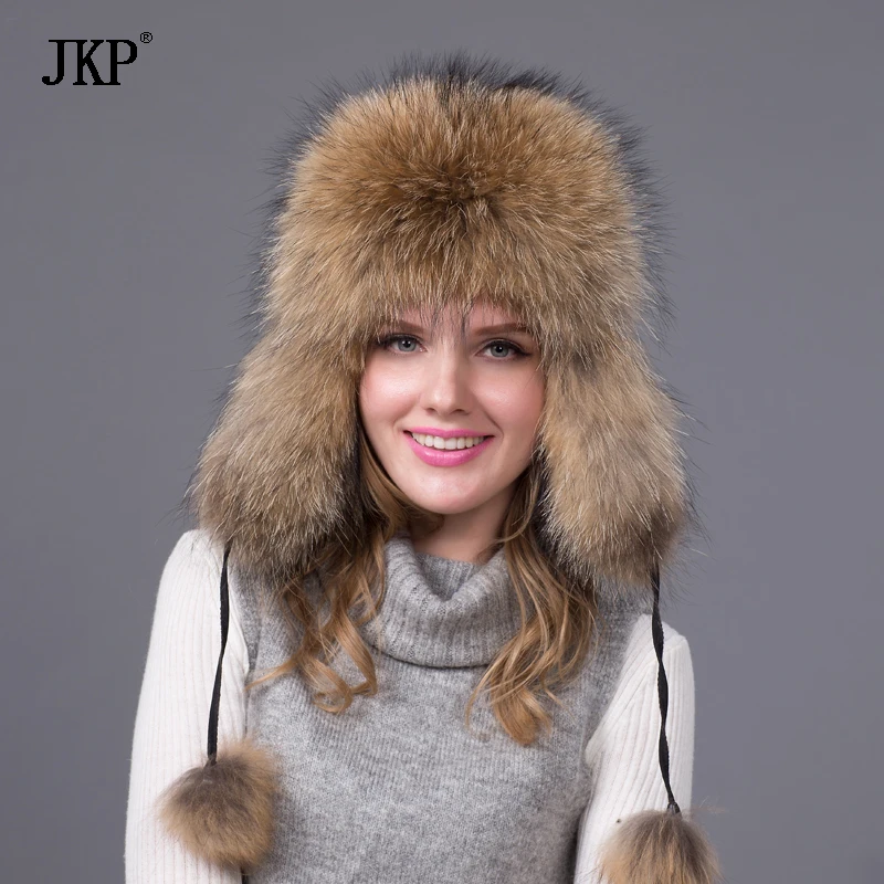 winter fur hat natural fox autumn and female bomber | Аксессуары для одежды