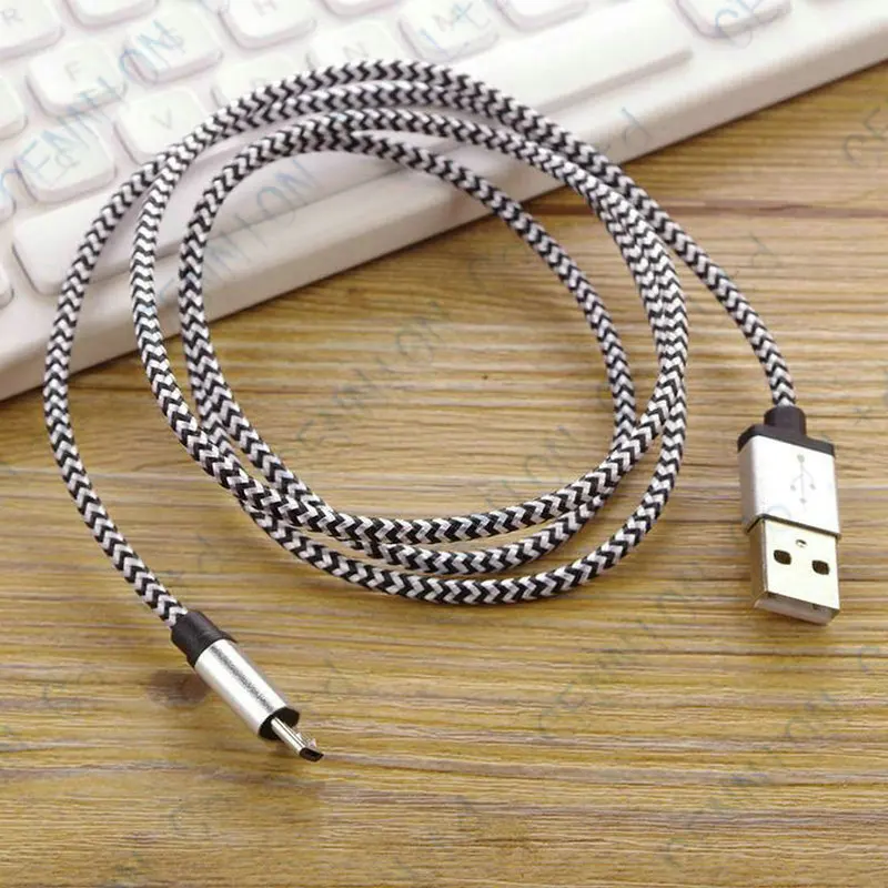Горячая! 1 m металл плетеный кабель micro usb зарядное устройство синхронизации