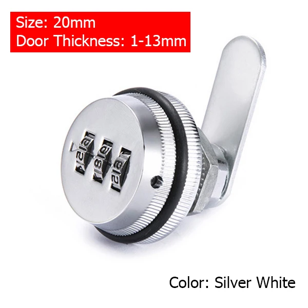 Silver 20mm KAK кодовый замок с паролем для почтового ящика, черный, серебристый, цинковый сплав, безопасность, домашний замок для шкафа, дверной замок, фурнитура - Цвет: Silver 20mm