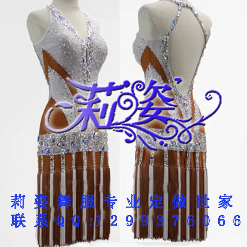 

Professional custom White tassel latin dance dress latin dance dress girl or lady hot latin dancing dress competition