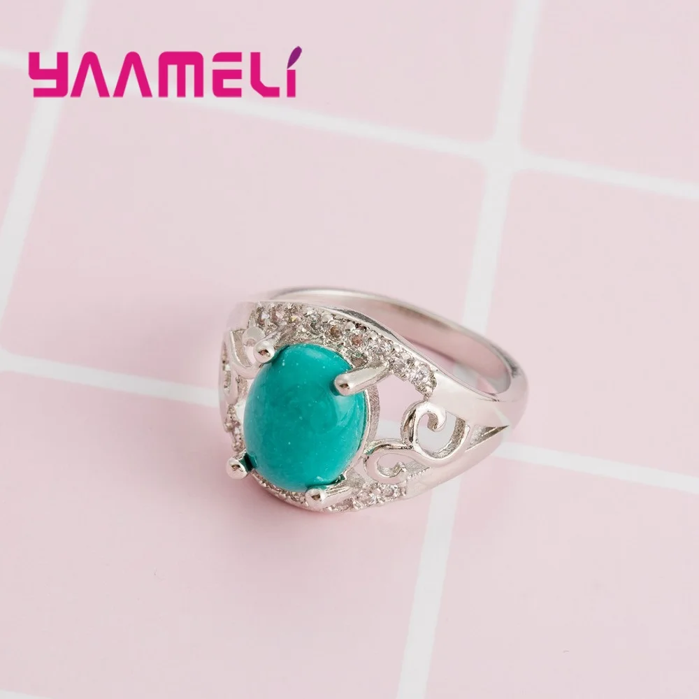 100% 925 Sterling Silver Antique Ring for Women Prong Setting High Quality Oval Green Opal Stone Wedding Jewelry | Украшения и
