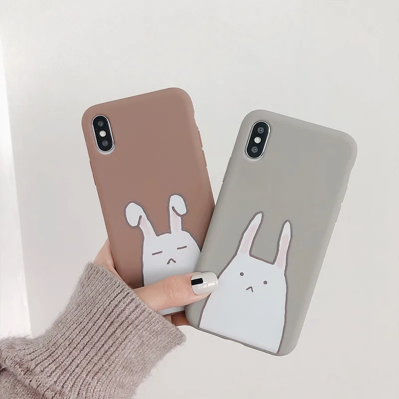 Милый мультфильм кролик корпус с рисунком крышка телефонные чехлы для iPhone X XS MAX XR