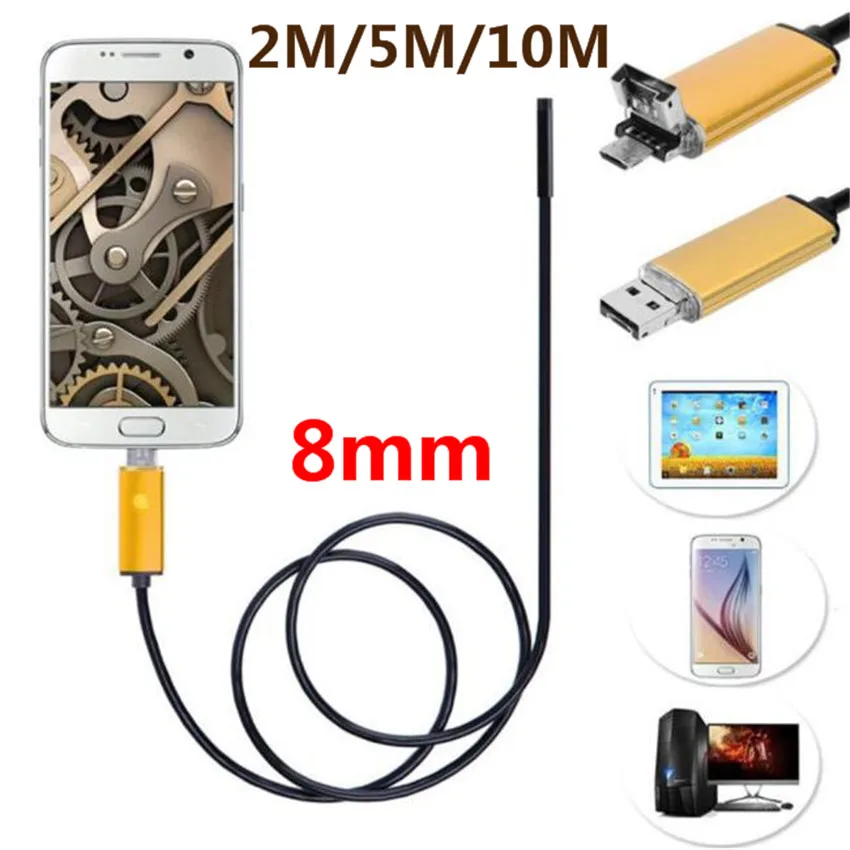 2 в 1 USB эндоскоп 8 мм камера 6 LED HD IP6 для Android PC инспекционная трубка N1212|endoscope com|endoscope