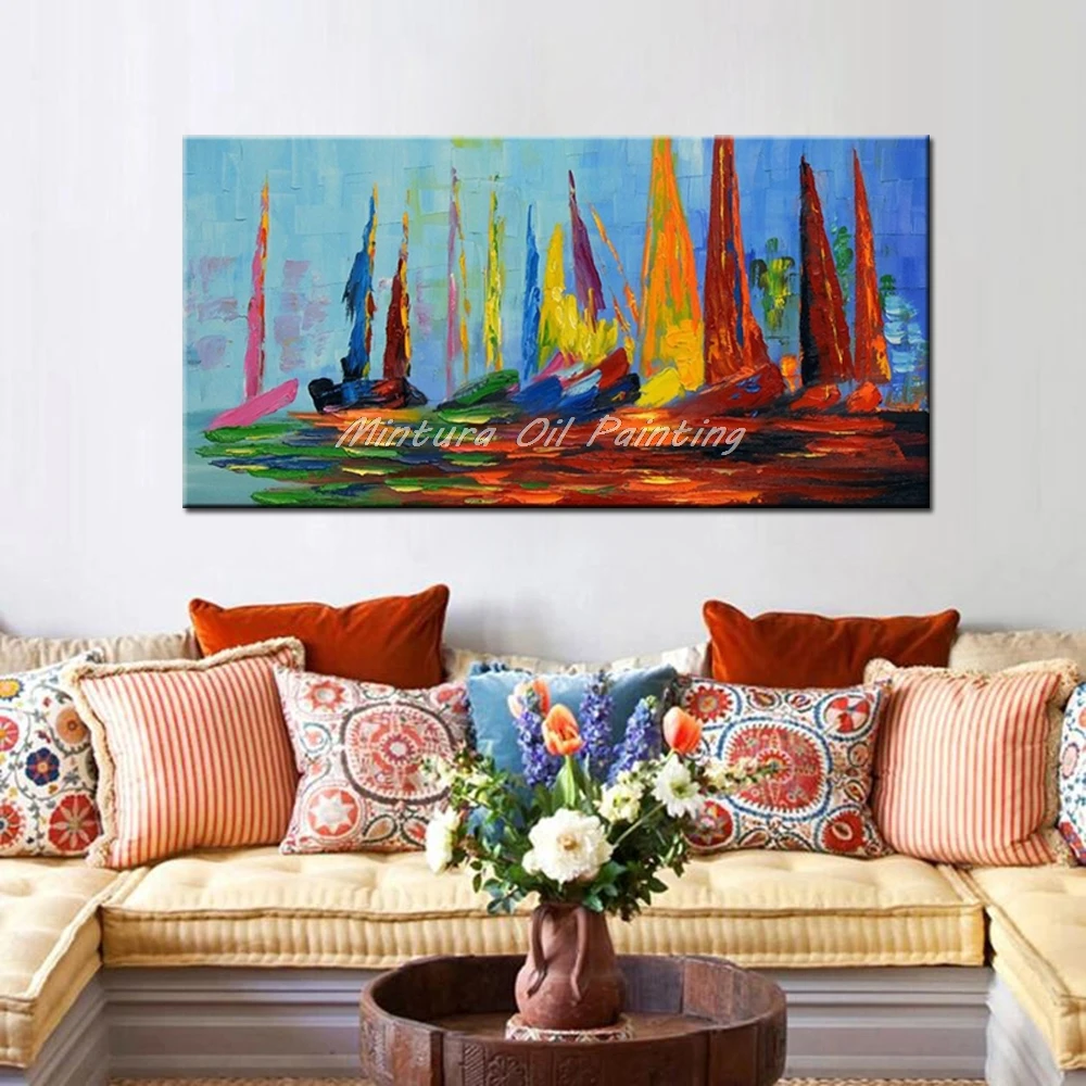 Arthyx большая ручная роспись абстрактных цветов Парусная масляная живопись на