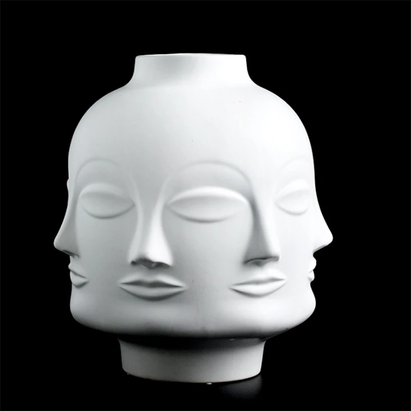 

Face Shape Designs Ceramic Vase Porcelain decoration home corridor vases for flowers White Tools